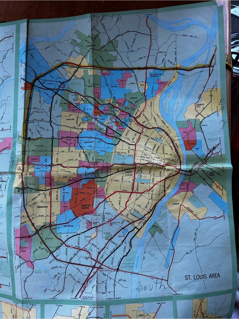 2 OLD St. Louis Missouri Area Folded Road Maps- Multicolor City Map